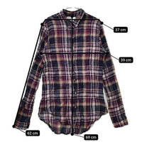 AMERICAN COLORS シワ加工 CLASSICS XS コットンチェック 長袖シャツ パープル レディース アメリカンカラーズ【中古】5-0317M∞