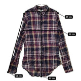 AMERICAN COLORS シワ加工 CLASSICS XS コットンチェック 長袖シャツ パープル レディース アメリカンカラーズ【中古】5-0317M∞