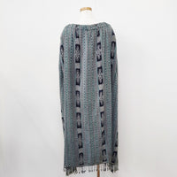MALAIKA マライカ エスニック柄 フリンジ ポンチョ グレー グリーン レディース【中古】5-0323M◎