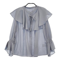 BLUE LABEL CRESTBRIDGE フリル付け襟 36 ギャザー ブラウス シャツ ライトブルー レディース ブルーレーベル クレストブリッジ【中古】5-0323M♪