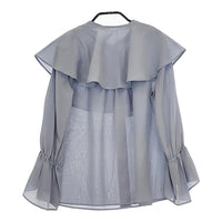 BLUE LABEL CRESTBRIDGE フリル付け襟 36 ギャザー ブラウス シャツ ライトブルー レディース ブルーレーベル クレストブリッジ【中古】5-0323M♪