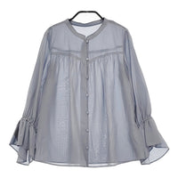 BLUE LABEL CRESTBRIDGE フリル付け襟 36 ギャザー ブラウス シャツ ライトブルー レディース ブルーレーベル クレストブリッジ【中古】5-0323M♪