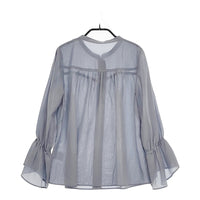 BLUE LABEL CRESTBRIDGE フリル付け襟 36 ギャザー ブラウス シャツ ライトブルー レディース ブルーレーベル クレストブリッジ【中古】5-0323M♪