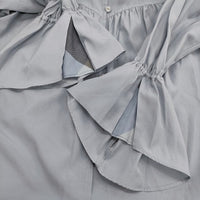 BLUE LABEL CRESTBRIDGE フリル付け襟 36 ギャザー ブラウス シャツ ライトブルー レディース ブルーレーベル クレストブリッジ【中古】5-0323M♪