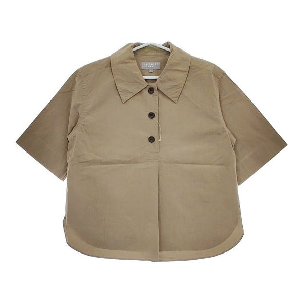 MARGARET HOWELL COTTON CHAMBRAY 定価35200円 578-4252001 コットン プルオーバー 半袖シャツ 24AW カーキ系 レディース マーガレットハウエル【中古】5-0505S∞