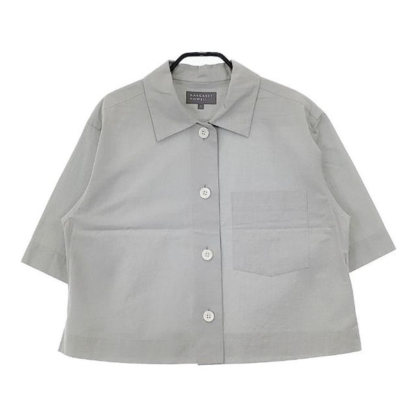 MARGARET HOWELL MELANGE COTTON POPLIN 578-4152030 定価34100円 半袖シャツ 24SS グレー レディース マーガレットハウエル【中古】5-0605S∞