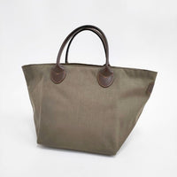 Herve Chapelier 1407C レザーハンドル舟型トートM コーデュラ トートバッグ グレー レディース エルベ・シャプリエ【中古】5-0423G∞