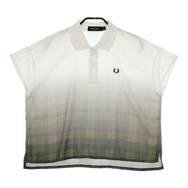 FRED PERRY F5420 グラデーション ポロシャツ ホワイト カーキ レディース フレッドペリー【中古】5-0605S∞