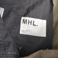 MHL. 595-9132551 コットンリネン 千鳥格子 WORKWEAR COTTON LINEN スカート ブラウン ブラック レディース エムエイチエル【中古】5-0118M∞