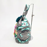 FLOWER HAYES フラワーヘイズ Eye flower 刺繍 タッセル付き ハンドメイド トートバッグ グリーン 多色 レディース【中古】5-0615M◎