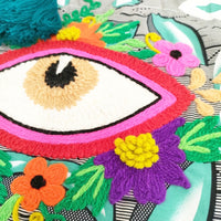 FLOWER HAYES フラワーヘイズ Eye flower 刺繍 タッセル付き ハンドメイド トートバッグ グリーン 多色 レディース【中古】5-0615M◎