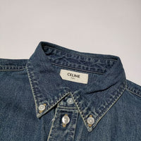 CELINE クロップドシャツ ユニオンオーシャンウォッシュデニム 2T187459N 定価121000円 ブラウス シャツ ブルー レディース セリーヌ【中古】4-1228M∞