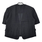 ISOOK アイスー i-sook リネンレーヨン 肩バッド入り ノーカラー ジャケット ブラック レディース【中古】5-0605S∞