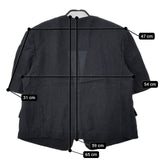 ISOOK アイスー i-sook リネンレーヨン 肩バッド入り ノーカラー ジャケット ブラック レディース【中古】5-0605S∞