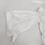 TEIJA テイヤ ノーカラー ギャザー サイズ9 ブラウス シャツ ホワイト レディース【中古】5-0309M♪