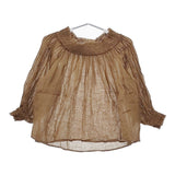 Deuxieme Classe LINEN ガーゼシャーリングブラウス ブラウス シャツ ブラウン レディース ドゥーズィエムクラス【中古】5-0309M♪