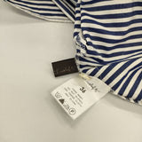 Luxluft 半袖 コットン ボーダー ブラウス シャツ ホワイト ブルー レディース ルクスルフト【中古】5-0605S∞