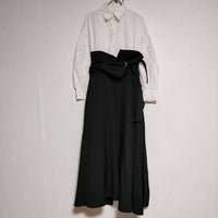 AMERI MILLEFEUILLE SHIRT DRESS ドッキング ドレス 01020540880 ワンピース ホワイト ブラック レディース アメリ【中古】4-1228M∞