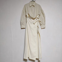 AMERI MILLEFEUILLE SHIRT DRESS ドッキング ドレス 01020540880 ワンピース クリーム レディース アメリ【中古】4-1228M∞