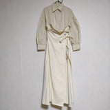 AMERI MILLEFEUILLE SHIRT DRESS ドッキング ドレス 01020540880 ワンピース クリーム レディース アメリ【中古】4-1228M∞