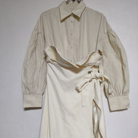 AMERI MILLEFEUILLE SHIRT DRESS ドッキング ドレス 01020540880 ワンピース クリーム レディース アメリ【中古】4-1228M∞