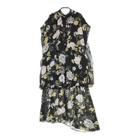 AMERI RILEY LOW WAIST DRESS 花柄 ノースリーブドレス ワンピース ブラック レディース アメリ【中古】5-0324M∞