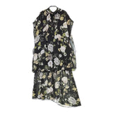AMERI RILEY LOW WAIST DRESS 花柄 ノースリーブドレス ワンピース ブラック レディース アメリ【中古】5-0324M∞