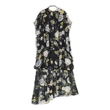 AMERI RILEY LOW WAIST DRESS 花柄 ノースリーブドレス ワンピース ブラック レディース アメリ【中古】5-0324M∞
