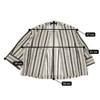 martinique コットンリネン ストライプ ボタンレス ノーカラージャケット ホワイト ブラック レディース マルティニーク【中古】5-0309M♪