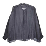 Toujours シルク ワイドシルエット ドロップショルダー ブラウス シャツ ネイビー レディース トゥジュー【中古】5-0309M♪