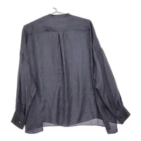 Toujours シルク ワイドシルエット ドロップショルダー ブラウス シャツ ネイビー レディース トゥジュー【中古】5-0309M♪