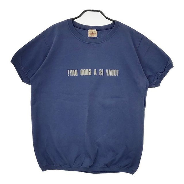 Goodwear アメリカ製 L フロッキープリント 半袖Ｔシャツ カットソー ブルー レディース グッドウェア【中古】5-0605S∞