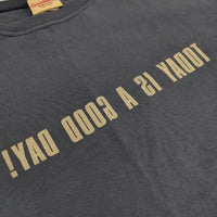 Goodwear アメリカ製 L フロッキープリント 半袖Ｔシャツ カットソー ブルー レディース グッドウェア【中古】5-0605S∞