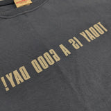 Goodwear アメリカ製 L フロッキープリント 半袖Ｔシャツ カットソー ブルー レディース グッドウェア【中古】5-0605S∞