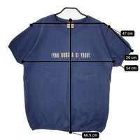 Goodwear アメリカ製 L フロッキープリント 半袖Ｔシャツ カットソー ブルー レディース グッドウェア【中古】5-0605S∞