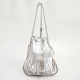 J&M Davidson カーニバル フリンジ スタッズ レザー ショルダー トートバッグ シルバー レディース ジェイアンドエムデヴィッドソン【中古】5-0423G∞