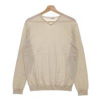 evam eva raising yarn V neck pullover コットンシルクカシミヤ E201K017 ニット ベージュ エヴァムエヴァ【中古】4-1110T♪