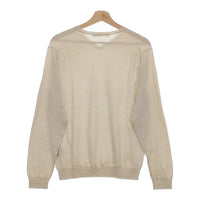 evam eva raising yarn V neck pullover コットンシルクカシミヤ E201K017 ニット ベージュ エヴァムエヴァ【中古】4-1110T♪