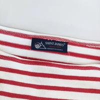 SAINT JAMES ウエッソン ボーダー ボートネック バスクシャツ コットン 長袖Ｔシャツ カットソー ロンＴ レッド ホワイト レディース セントジェームス【中古】4-1209M△