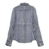 R&D.M.Co- リネン ギンガムチェック 長袖シャツ ブルー ホワイト レディース オールドマンズテーラー【中古】5-0322M∞