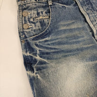 mina perhonen ns4138 always  デニムサロペット ハーフパンツ ダメージ加工 サイズ40 オーバーオール ブルー レディース ミナペルホネン【中古】5-0322M∞