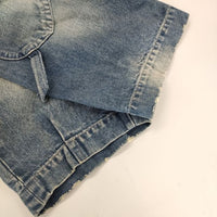 mina perhonen ns4138 always  デニムサロペット ハーフパンツ ダメージ加工 サイズ40 オーバーオール ブルー レディース ミナペルホネン【中古】5-0322M∞