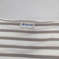 ORCIVAL ボーダー フレンチスリーブ 半袖Ｔシャツ カットソー ホワイト ベージュ レディース オーシバル/オーチバル【中古】5-0605S∞