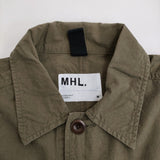 MHL. 596-1125504 SHEET COTTON LINEN M コットンリネンミリタリーシャツジャケット 21SS カーキ メンズ エムエイチエル【中古】5-0223M♪