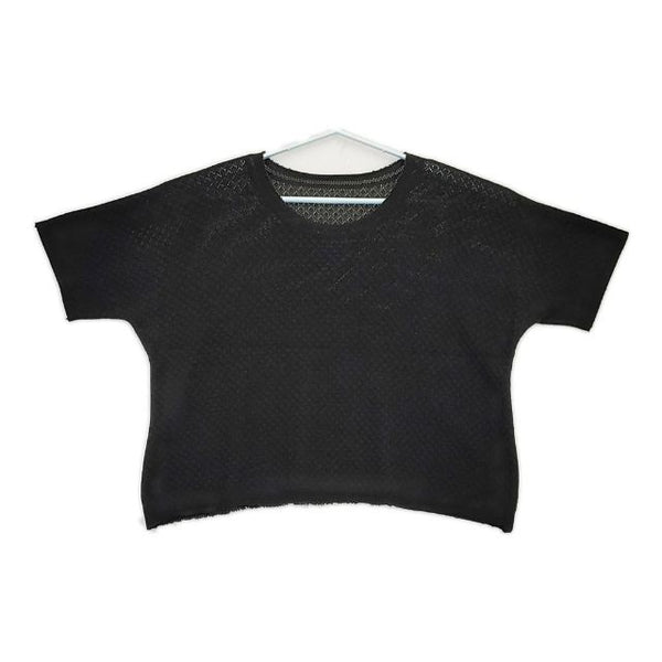 ISSEY MIYAKE A-POC INSIDE IM83KK300 レース 半袖 ニット ブラック レディース イッセイミヤケ【中古】5-0529S∞