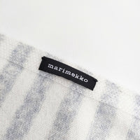 marimekko ボーダー ストール マフラー ホワイト ライトブルー レディース マリメッコ【中古】4-1206T◎