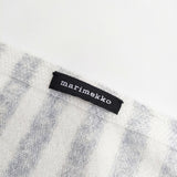 marimekko ボーダー ストール マフラー ホワイト ライトブルー レディース マリメッコ【中古】4-1206T◎