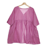 nest Robe 2wayチュニックブラウス 01242-1026 シルク混 ギャザー ブラウス シャツ 24SS ピンク レディース ネストローブ【中古】4-1113M♪