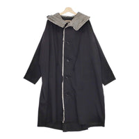 Y's WOOL GABARDINE COAT WITH BIG HOOD ウールギャバジンコート 定価15万 コート 23AW ブラック レディース ワイズ/Yohji【中古】4-1113T♪