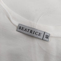 BEATRICE エッフェル塔 スパンコール チュニック丈 半袖Ｔシャツ カットソー ホワイト レディース ベアトリス【中古】5-0529S∞